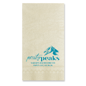 The Party on the Peaks Napkin is perfectly fabulous for destination bachelorette parties and more! Printed on the napkin style and foil color of your choice, the stylish napking is easy to customize with your important event details. 