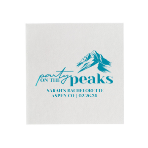 The Party on the Peaks Napkin is perfectly fabulous for destination bachelorette parties and more! Printed on the napkin style and foil color of your choice, the stylish napking is easy to customize with your important event details. 