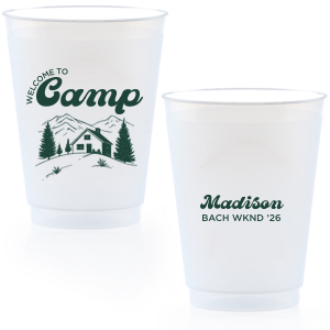 Toast to the good times with the Welcome to Camp Bachelorette Cup. The scenic design is ideal for destination bachelorette events but is suitable for any outdoorsy occasion. The customizable design comes in your choice of style and color to make your momentous party all the more memorable. 