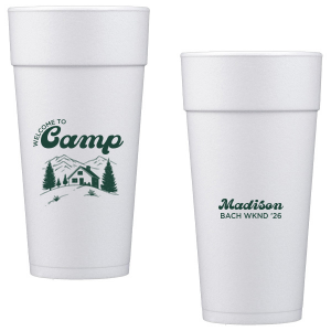 Toast to the good times with the Welcome to Camp Bachelorette Cup. The scenic design is ideal for destination bachelorette events but is suitable for any outdoorsy occasion. The customizable design comes in your choice of style and color to make your momentous party all the more memorable. 