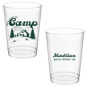Toast to the good times with the Welcome to Camp Bachelorette Cup. The scenic design is ideal for destination bachelorette events but is suitable for any outdoorsy occasion. The customizable design comes in your choice of style and color to make your momentous party all the more memorable. 