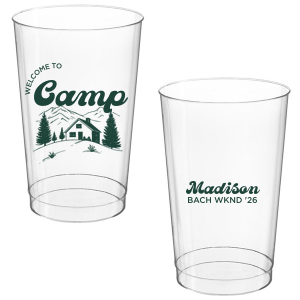 Toast to the good times with the Welcome to Camp Bachelorette Cup. The scenic design is ideal for destination bachelorette events but is suitable for any outdoorsy occasion. The customizable design comes in your choice of style and color to make your momentous party all the more memorable. 