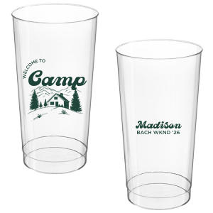 Toast to the good times with the Welcome to Camp Bachelorette Cup. The scenic design is ideal for destination bachelorette events but is suitable for any outdoorsy occasion. The customizable design comes in your choice of style and color to make your momentous party all the more memorable. 