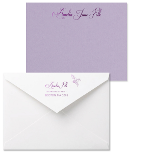 Floral Swirling Script Name Note Card