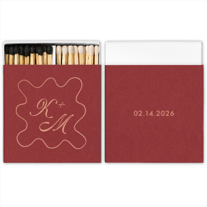 Go with elegance with the Chic Initials Matchbox. The simple and sleek design features customizable text within a bespoke curvy border with dates on the backside. Personalize the matchbox with your choice of box color and foil stamp to create a design that's as stylish as you are.
