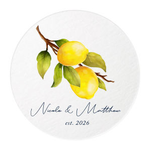 Choose a colorful design for your next wedding or momentous life event with the Classic Italian Wedding Lemon Coasters. The ink printed photo coaster displays vivid colors alongside customizable text to best add your personal touch. Elegant and classic for a reason, the design is sure to be a striking addition to your next party event.
