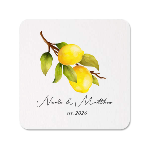 Choose a colorful design for your next wedding or momentous life event with the Classic Italian Wedding Lemon Coasters. The ink printed photo coaster displays vivid colors alongside customizable text to best add your personal touch. Elegant and classic for a reason, the design is sure to be a striking addition to your next party event.