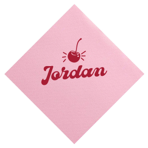 Our Happy Cherry Napkins are a charming addition to your next party and boast a delightful vibrant cherry motif above a line of personalized text displayed in a vintage style font. Whether you're hosting a birthday bash, a bridal shower, or a summer picnic, these personalized napkins will add a unique and stylish flair to your celebration, making every guest feel special.