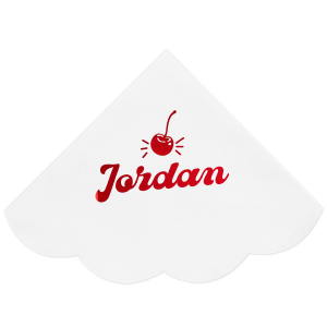 Our Happy Cherry Napkins are a charming addition to your next party and boast a delightful vibrant cherry motif above a line of personalized text displayed in a vintage style font. Whether you're hosting a birthday bash, a bridal shower, or a summer picnic, these personalized napkins will add a unique and stylish flair to your celebration, making every guest feel special.