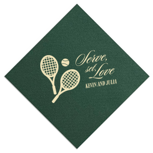 Serve up a fresh and sporty design at your next party event with the Serve Set Love Napkin from our Country Club collection. Featuring customizable text in your choice of foil and napkin color, personalize your product to best match your next special summertime occasion.