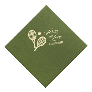 Serve up a fresh and sporty design at your next party event with the Serve Set Love Napkin from our Country Club collection. Featuring customizable text in your choice of foil and napkin color, personalize your product to best match your next special summertime occasion.