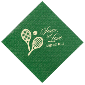 Serve up a fresh and sporty design at your next party event with the Serve Set Love Napkin from our Country Club collection. Featuring customizable text in your choice of foil and napkin color, personalize your product to best match your next special summertime occasion.