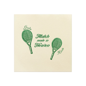 Accentuate your next big party event with the Match Made in Heaven Tennis Napkin from our Country Club collection. Perfect for summertime shindigs and outdoorsy occasions, the customizable napkin comes in your choice of foil and napkin colors along with personalized text. Score them before it's too late!