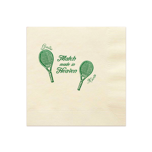 Accentuate your next big party event with the Match Made in Heaven Tennis Napkin from our Country Club collection. Perfect for summertime shindigs and outdoorsy occasions, the customizable napkin comes in your choice of foil and napkin colors along with personalized text. Score them before it's too late!