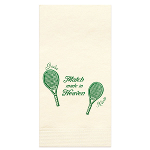 Accentuate your next big party event with the Match Made in Heaven Tennis Napkin from our Country Club collection. Perfect for summertime shindigs and outdoorsy occasions, the customizable napkin comes in your choice of foil and napkin colors along with personalized text. Score them before it's too late!