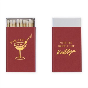 Create a lasting memento with the Par-Tee Bridal Shower Matchbox from our Country Club collection! The sleek and stylish design is perfect for summertime bridal showers or other outdoorsy events. Featuring customizable choice of text and colors, you're able to best match your unique taste with this one of a kind personalized item.