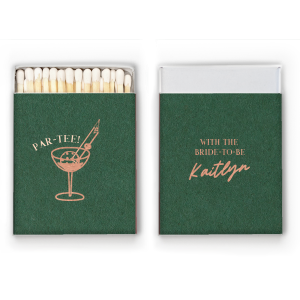 Create a lasting memento with the Par-Tee Bridal Shower Matchbox from our Country Club collection! The sleek and stylish design is perfect for summertime bridal showers or other outdoorsy events. Featuring customizable choice of text and colors, you're able to best match your unique taste with this one of a kind personalized item.