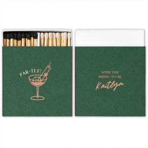 Create a lasting memento with the Par-Tee Bridal Shower Matchbox from our Country Club collection! The sleek and stylish design is perfect for summertime bridal showers or other outdoorsy events. Featuring customizable choice of text and colors, you're able to best match your unique taste with this one of a kind personalized item.