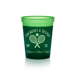 You'll love sipping from the Cocktails & Tennis Cup from our Country Club collection at your next party! The trendy and sporty design is perfect for outdoor summertime events and is available in a wide variety of colors and cup styles, personalizing it to your exact tastes. Featuring customizable text to add your own message, your guests will surely take notice.