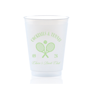 You'll love sipping from the Cocktails & Tennis Cup from our Country Club collection at your next party! The trendy and sporty design is perfect for outdoor summertime events and is available in a wide variety of colors and cup styles, personalizing it to your exact tastes. Featuring customizable text to add your own message, your guests will surely take notice.