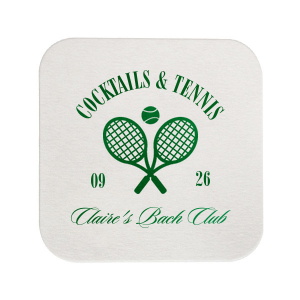 Warm weather means more time on the court, so pair your next outdoor event with the Cocktails & Tennis Coaster from our Country Club collection. The sporty design gives off club house vibes perfect for making your special occasion feel more exclusive. The foil stamped design is customizable in your choice of text and colors to best show off your impeccable tastes.