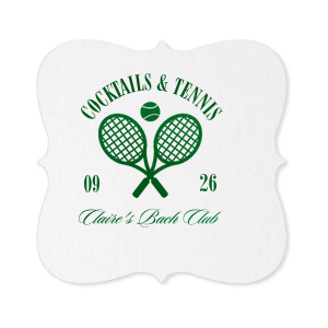 Warm weather means more time on the court, so pair your next outdoor event with the Cocktails & Tennis Coaster from our Country Club collection. The sporty design gives off club house vibes perfect for making your special occasion feel more exclusive. The foil stamped design is customizable in your choice of text and colors to best show off your impeccable tastes.