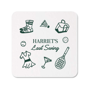 Get outdoors and get partying with the Last Swing Coaster from our Country Club collection. The fun and breezy design is perfect for sporty occasions or summertime events. Customize the text and color to add a personal touch to your party product.