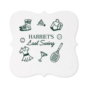 Get outdoors and get partying with the Last Swing Coaster from our Country Club collection. The fun and breezy design is perfect for sporty occasions or summertime events. Customize the text and color to add a personal touch to your party product.