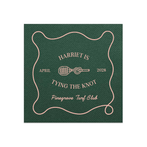 For a sporty summertime bridal shower and bachelor party you can't go wrong with the Tying The Note Tennis Napkin from our Country Club collection. The high quality napkin is available in your choice of foil stamp and napkin color to best match the vibe you're after!