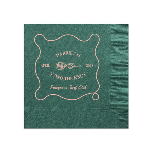 For a sporty summertime bridal shower and bachelor party you can't go wrong with the Tying The Note Tennis Napkin from our Country Club collection. The high quality napkin is available in your choice of foil stamp and napkin color to best match the vibe you're after!