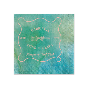 For a sporty summertime bridal shower and bachelor party you can't go wrong with the Tying The Note Tennis Napkin from our Country Club collection. The high quality napkin is available in your choice of foil stamp and napkin color to best match the vibe you're after!