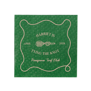 For a sporty summertime bridal shower and bachelor party you can't go wrong with the Tying The Note Tennis Napkin from our Country Club collection. The high quality napkin is available in your choice of foil stamp and napkin color to best match the vibe you're after!