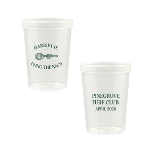 Sip away at your summertime bridal shower and bachelor party with the Tying The Note Tennis Cup from our Country Club collection. Available in a wide variety of cup styles and colors, you can customize the text and more to best match your summer vibe!