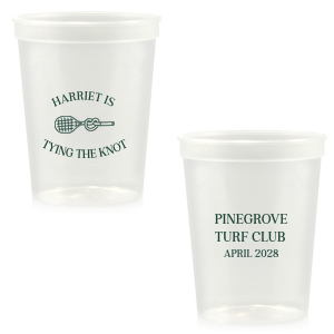 Sip away at your summertime bridal shower and bachelor party with the Tying The Note Tennis Cup from our Country Club collection. Available in a wide variety of cup styles and colors, you can customize the text and more to best match your summer vibe!
