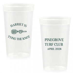 Sip away at your summertime bridal shower and bachelor party with the Tying The Note Tennis Cup from our Country Club collection. Available in a wide variety of cup styles and colors, you can customize the text and more to best match your summer vibe!