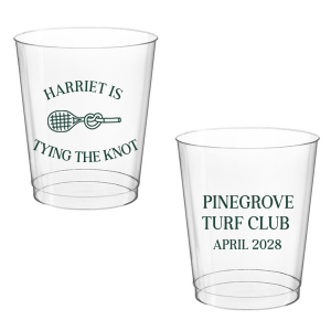 Sip away at your summertime bridal shower and bachelor party with the Tying The Note Tennis Cup from our Country Club collection. Available in a wide variety of cup styles and colors, you can customize the text and more to best match your summer vibe!