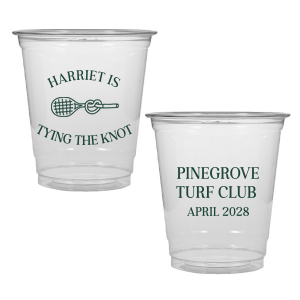 Sip away at your summertime bridal shower and bachelor party with the Tying The Note Tennis Cup from our Country Club collection. Available in a wide variety of cup styles and colors, you can customize the text and more to best match your summer vibe!