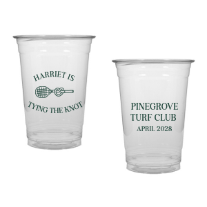 Sip away at your summertime bridal shower and bachelor party with the Tying The Note Tennis Cup from our Country Club collection. Available in a wide variety of cup styles and colors, you can customize the text and more to best match your summer vibe!