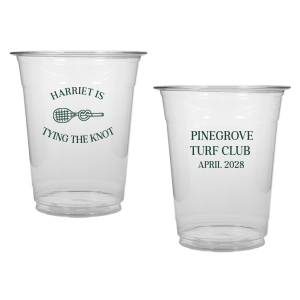 Sip away at your summertime bridal shower and bachelor party with the Tying The Note Tennis Cup from our Country Club collection. Available in a wide variety of cup styles and colors, you can customize the text and more to best match your summer vibe!