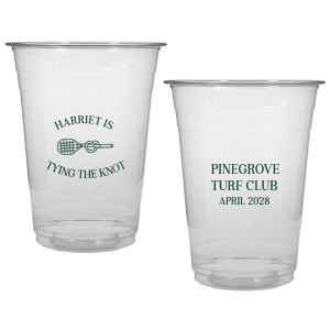 Sip away at your summertime bridal shower and bachelor party with the Tying The Note Tennis Cup from our Country Club collection. Available in a wide variety of cup styles and colors, you can customize the text and more to best match your summer vibe!
