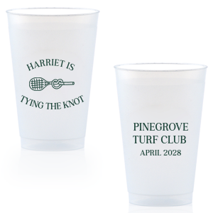Sip away at your summertime bridal shower and bachelor party with the Tying The Note Tennis Cup from our Country Club collection. Available in a wide variety of cup styles and colors, you can customize the text and more to best match your summer vibe!