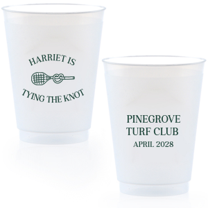 Sip away at your summertime bridal shower and bachelor party with the Tying The Note Tennis Cup from our Country Club collection. Available in a wide variety of cup styles and colors, you can customize the text and more to best match your summer vibe!