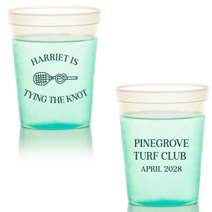 Sip away at your summertime bridal shower and bachelor party with the Tying The Note Tennis Cup from our Country Club collection. Available in a wide variety of cup styles and colors, you can customize the text and more to best match your summer vibe!