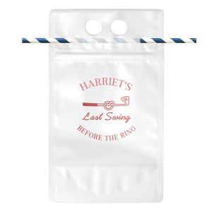 Be set to sip the summertime away with the Last Swing Before The Ring Drink Pouch from our Country Club collection. Perfect for bachelorette parties, bridal showers, birthdays or any other summer event. Customize the text and graphics with your choice of colors to match the vibe of your next party event.