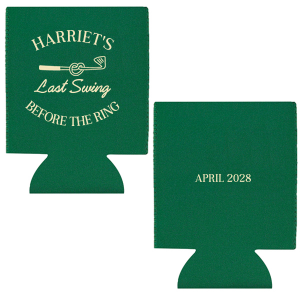 Keep drinks cool at your next summer party with the Last Swing Before The Ring Can Cooler from our Country Club collection. Perfect for bachelorette parties, bridal showers or birthdays, the customizable can coolie is available in your choice of colors along with personalized text to match your summer vibes.