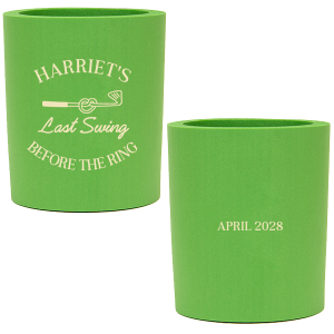 Keep drinks cool at your next summer party with the Last Swing Before The Ring Can Cooler from our Country Club collection. Perfect for bachelorette parties, bridal showers or birthdays, the customizable can coolie is available in your choice of colors along with personalized text to match your summer vibes.