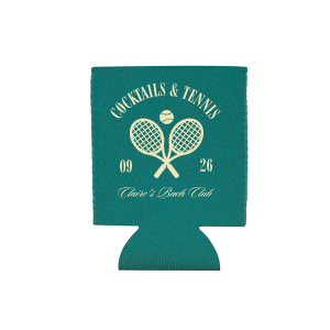 Keep drinks cool at your next summer party with the Cocktails & Tennis Can Cooler from our Country Club collection. Perfect for bachelorette parties, bridal showers or birthdays, the customizable can coolie is available in your choice of colors along with personalized text to match your summer vibes.