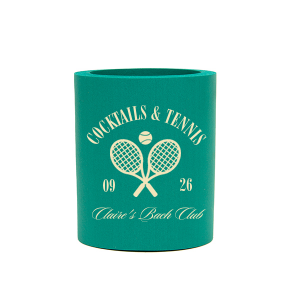Keep drinks cool at your next summer party with the Cocktails & Tennis Can Cooler from our Country Club collection. Perfect for bachelorette parties, bridal showers or birthdays, the customizable can coolie is available in your choice of colors along with personalized text to match your summer vibes.