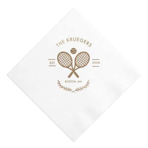 At the crossroads of elegance and sporty is the Family Name Tennis Napkin from our Country Club collection. Customize the design with your personalized text paired with your choice of colors to best represent your family's unique sense of style. 