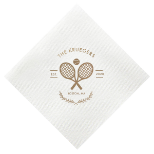 At the crossroads of elegance and sporty is the Family Name Tennis Napkin from our Country Club collection. Customize the design with your personalized text paired with your choice of colors to best represent your family's unique sense of style. 